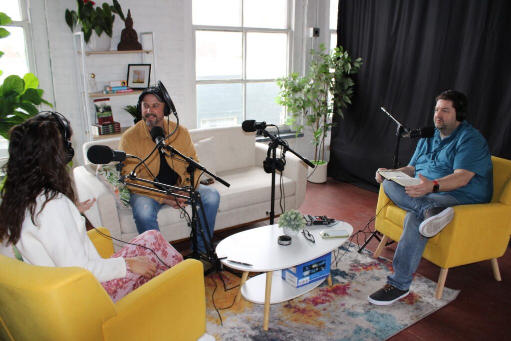 Photo of podcast interview with the Tippecanoe Gazette