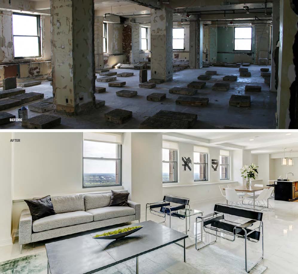 Before & After Photo from the LeVeque Tower